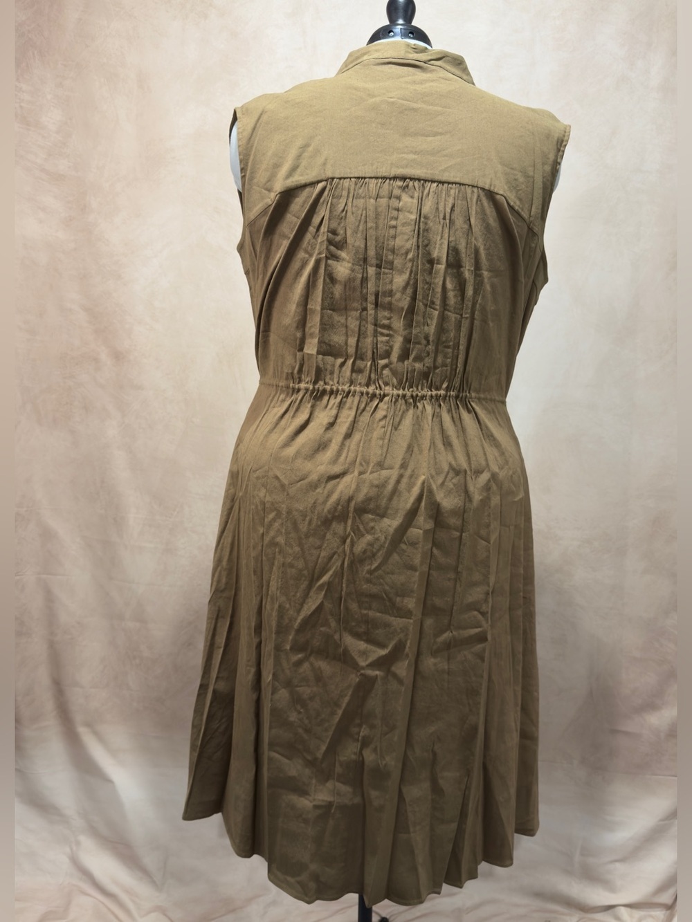 Vince Sleeveless Linen Blend Midi Dress Cottonwood 2X Minimalist Work - Picture 4 of 11